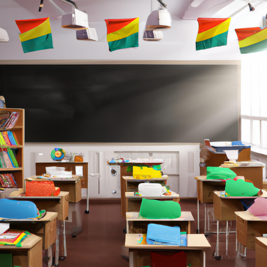 Bright classroom with students learning and a teacher guiding them, representing our supportive school readiness environment